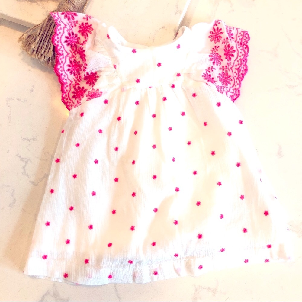 Baby Gap Hot Pink and white eyelet dress 12-18 months